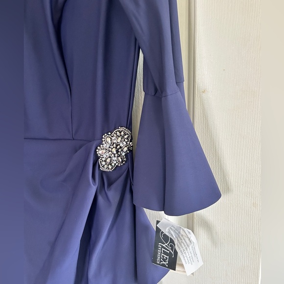 Alex Evenings Wedding Mother Bride Groom Navy Blue Women's Dress Gala Black Tie - Picture 3 of 7